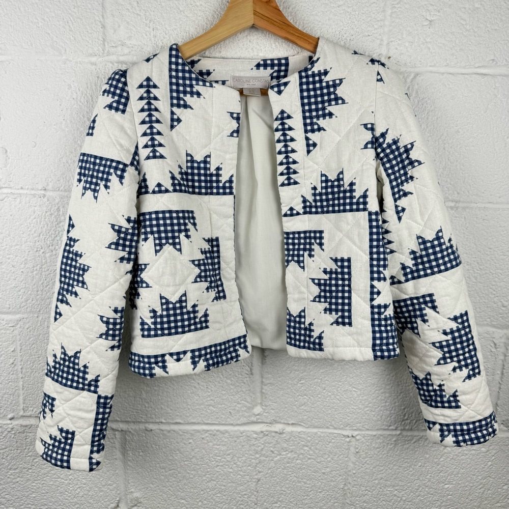 Caroline Constas Quilted Gingham Patchwork Jacket — XS - Picture 2 of 8